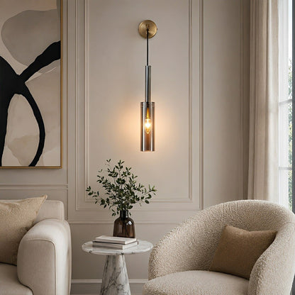 Modern Gray Cylindrical Crystal Wall Sconce