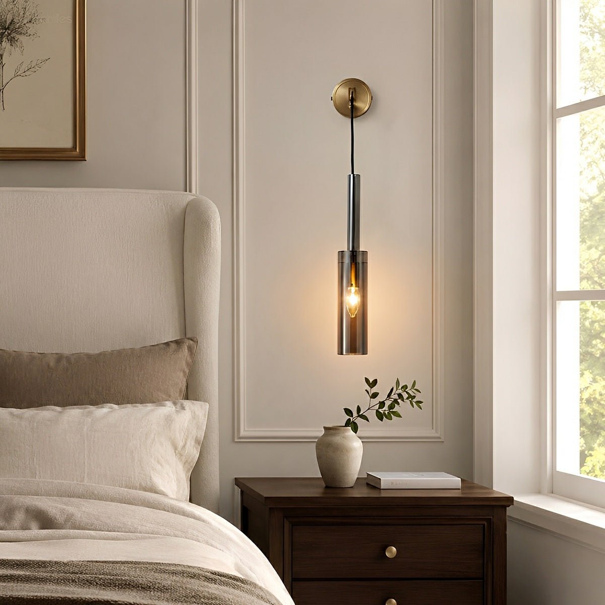 Modern Gray Cylindrical Crystal Wall Sconce - Flare Shack