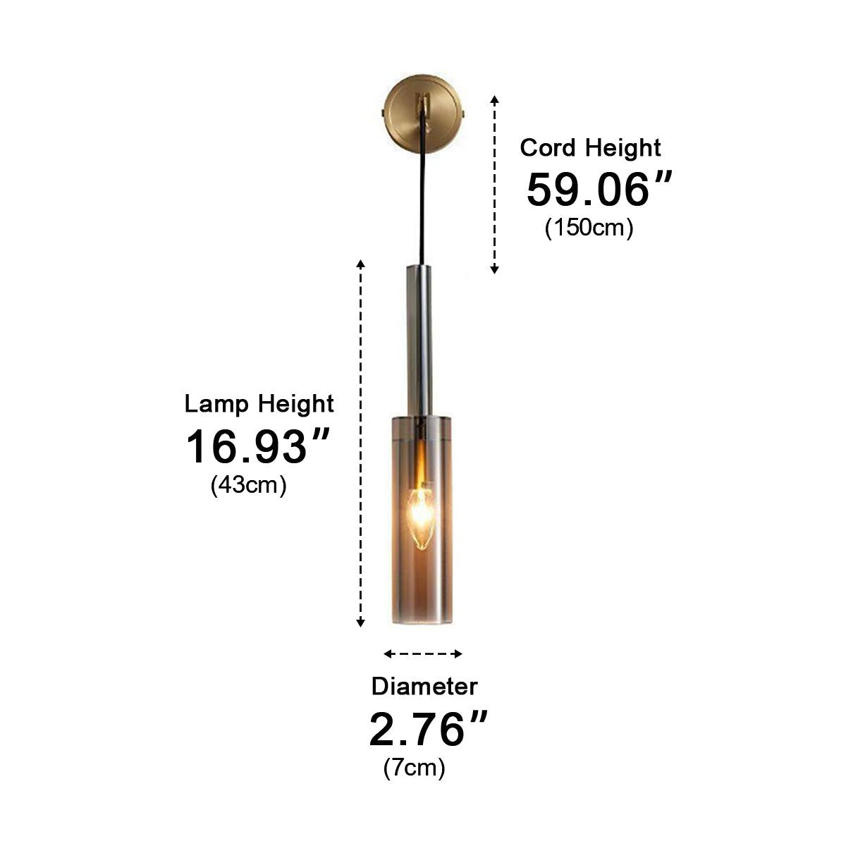 Modern Gray Cylindrical Crystal Wall Sconce