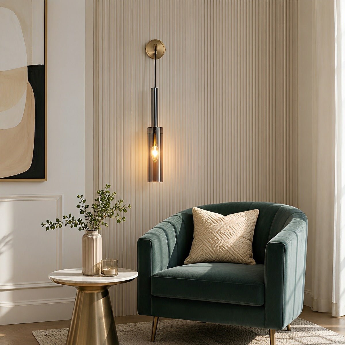 Modern Gray Cylindrical Crystal Wall Sconce - Flare Shack