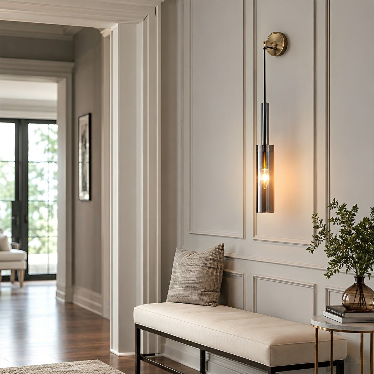 Modern Gray Cylindrical Crystal Wall Sconce - Flare Shack