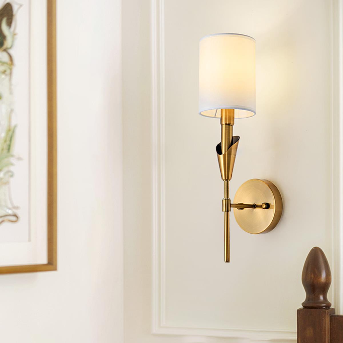 Modern Indoor Wall Sconces with White Fabric Shade - Flare Shack