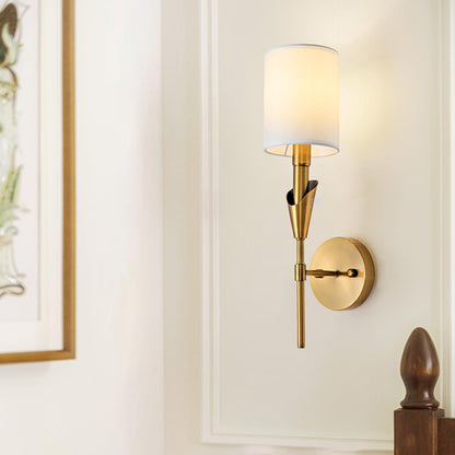 Modern Indoor Wall Sconces with White Fabric Shade - Flare Shack