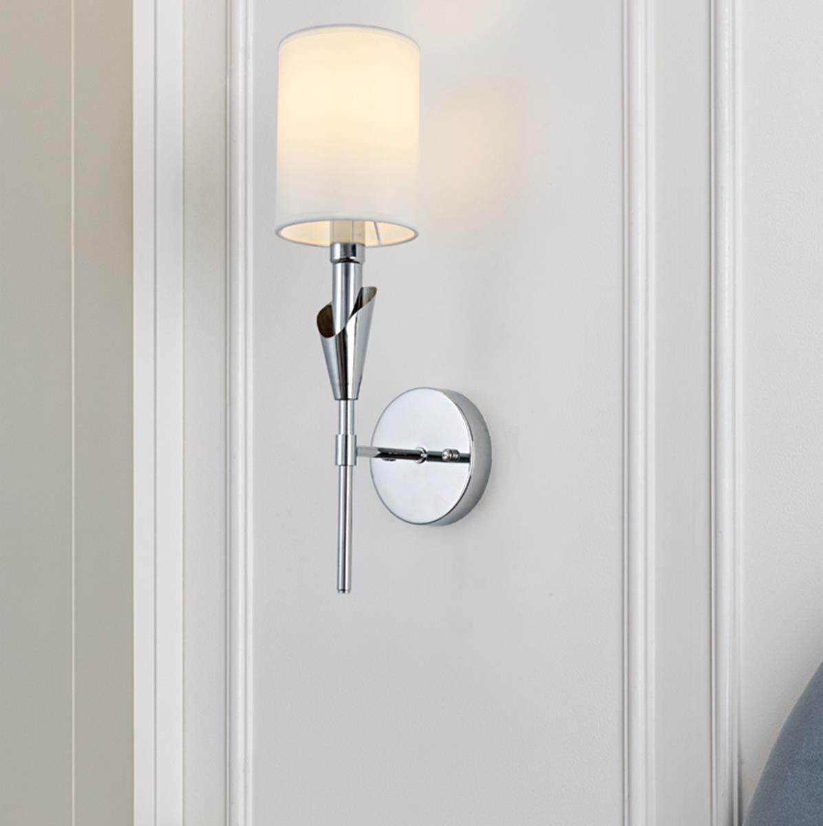 Modern Indoor Wall Sconces with White Fabric Shade - Flare Shack