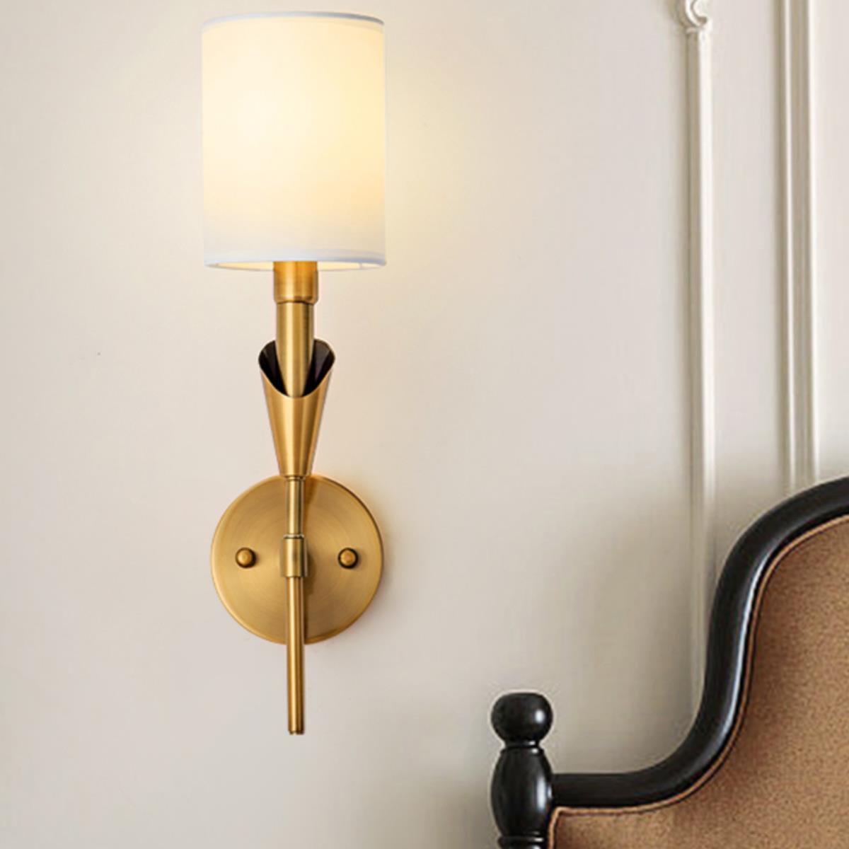 Modern Indoor Wall Sconces with White Fabric Shade