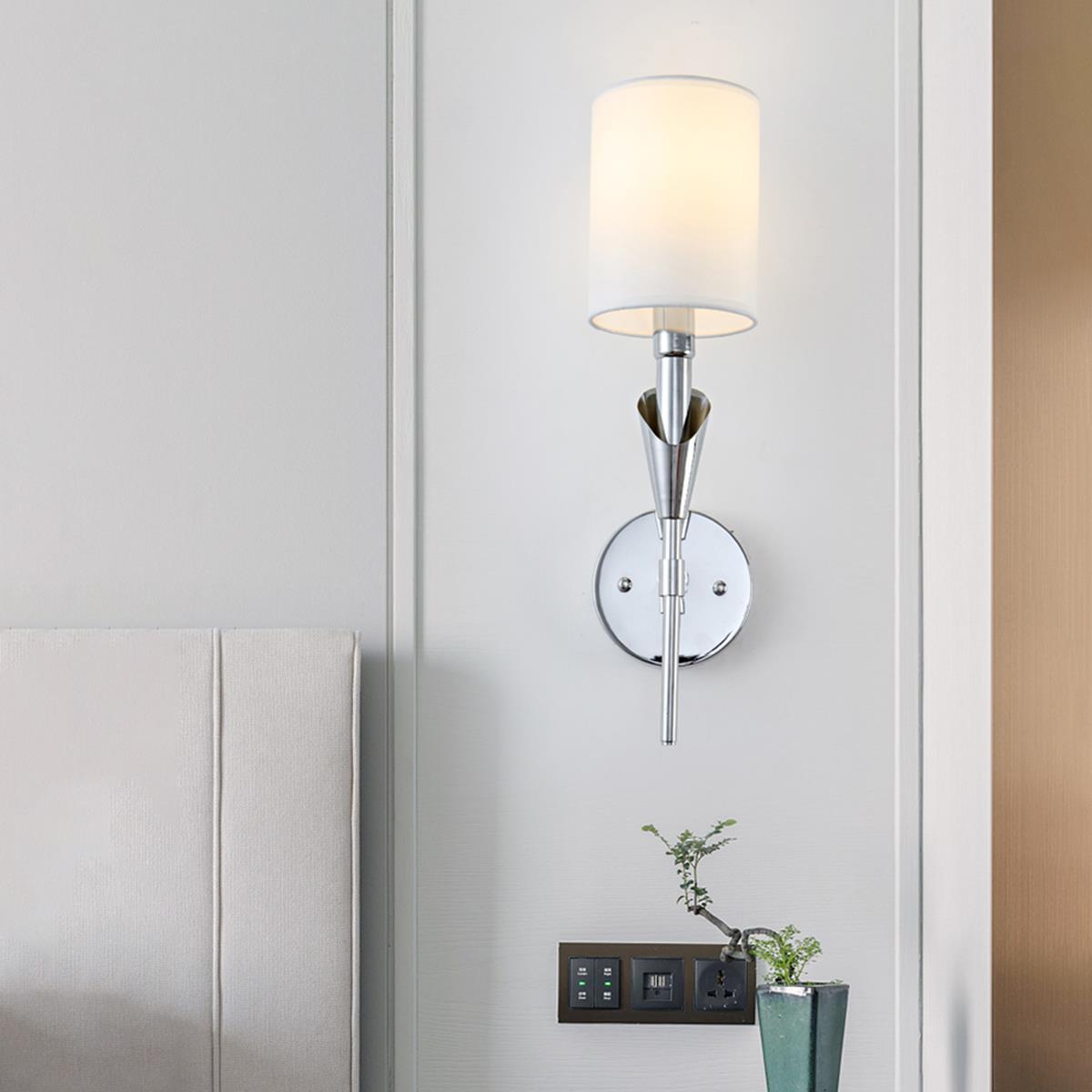 Modern Indoor Wall Sconces with White Fabric Shade