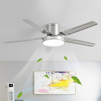 Modern Iron Five-leaf 6-speed Reverse DC Motor Fan Dimming Ceiling Fan Light