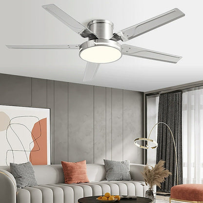 Modern Iron Five - leaf 6 - speed Inverter Fan Dimming Ceiling Fan Light - Flare Shack