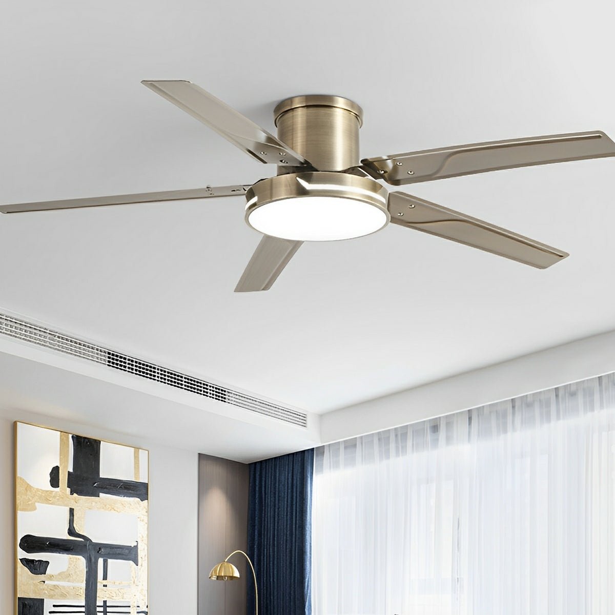 Modern Iron Five - leaf 6 - speed Inverter Fan Dimming Ceiling Fan Light - Flare Shack