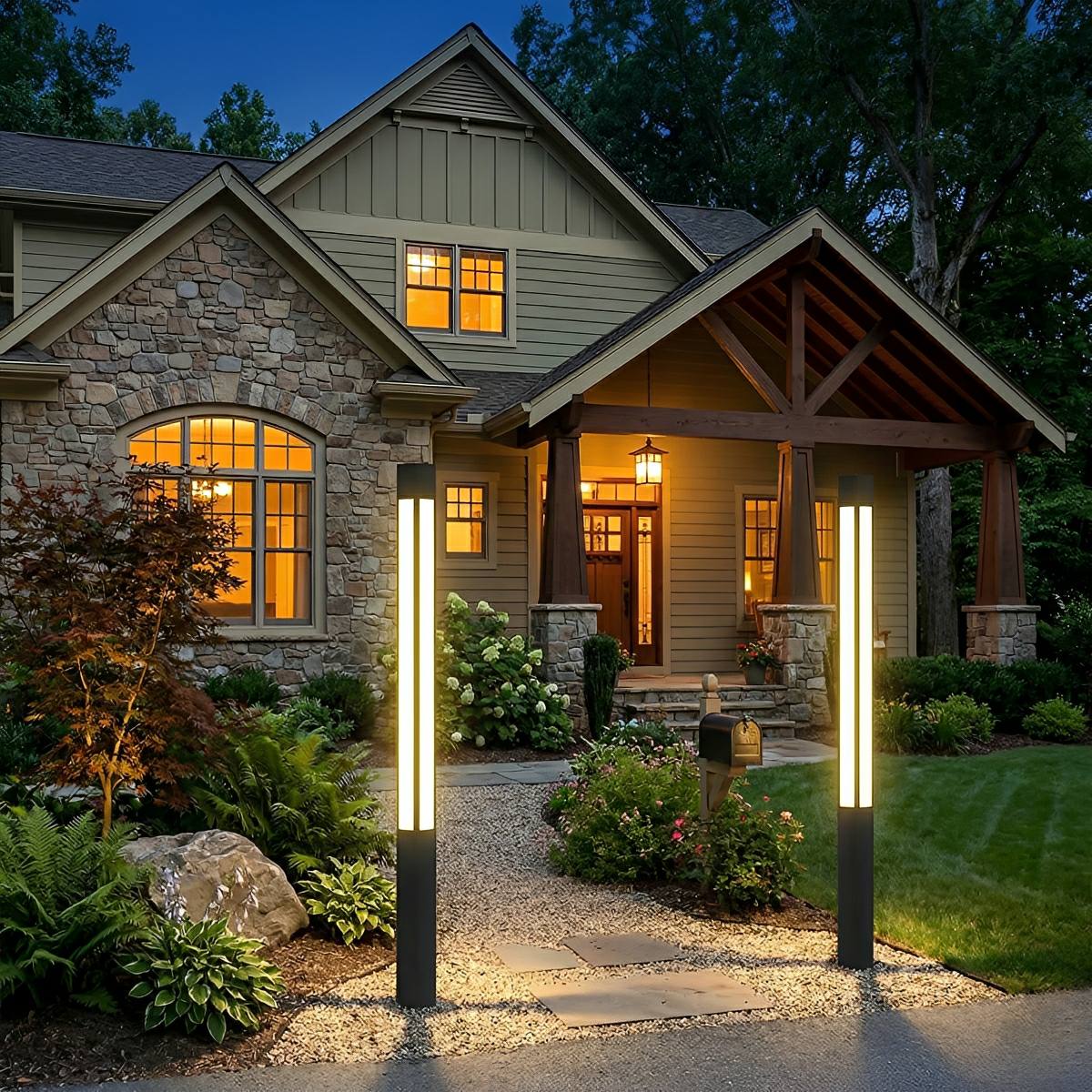Modern LED Bollard Light – Waterproof Black Outdoor Pathway Light - Flare Shack