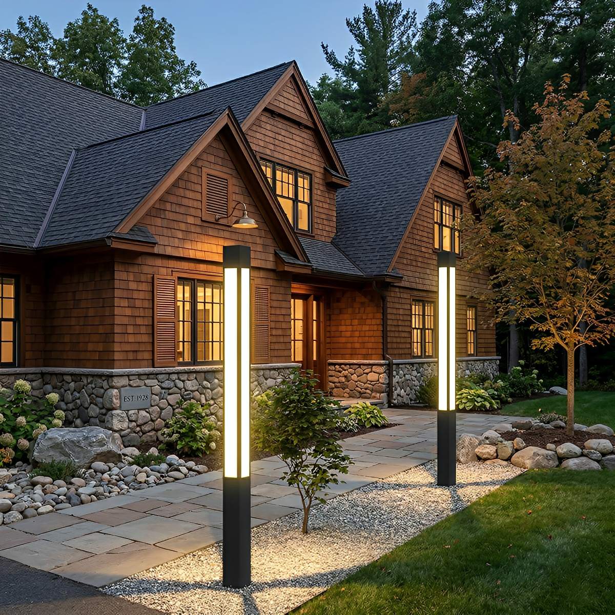 Modern LED Bollard Light – Waterproof Black Outdoor Pathway Light - Flare Shack