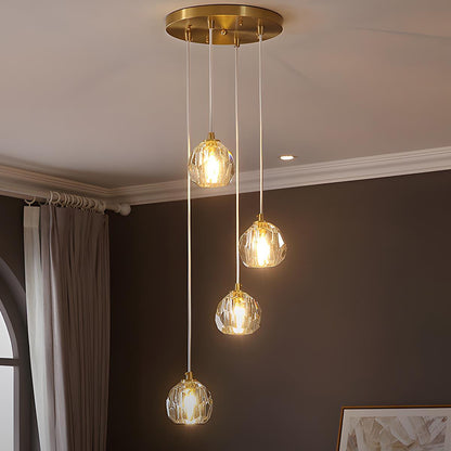 Dimmable Modern Luxury Brass Crystal Pendant Lights