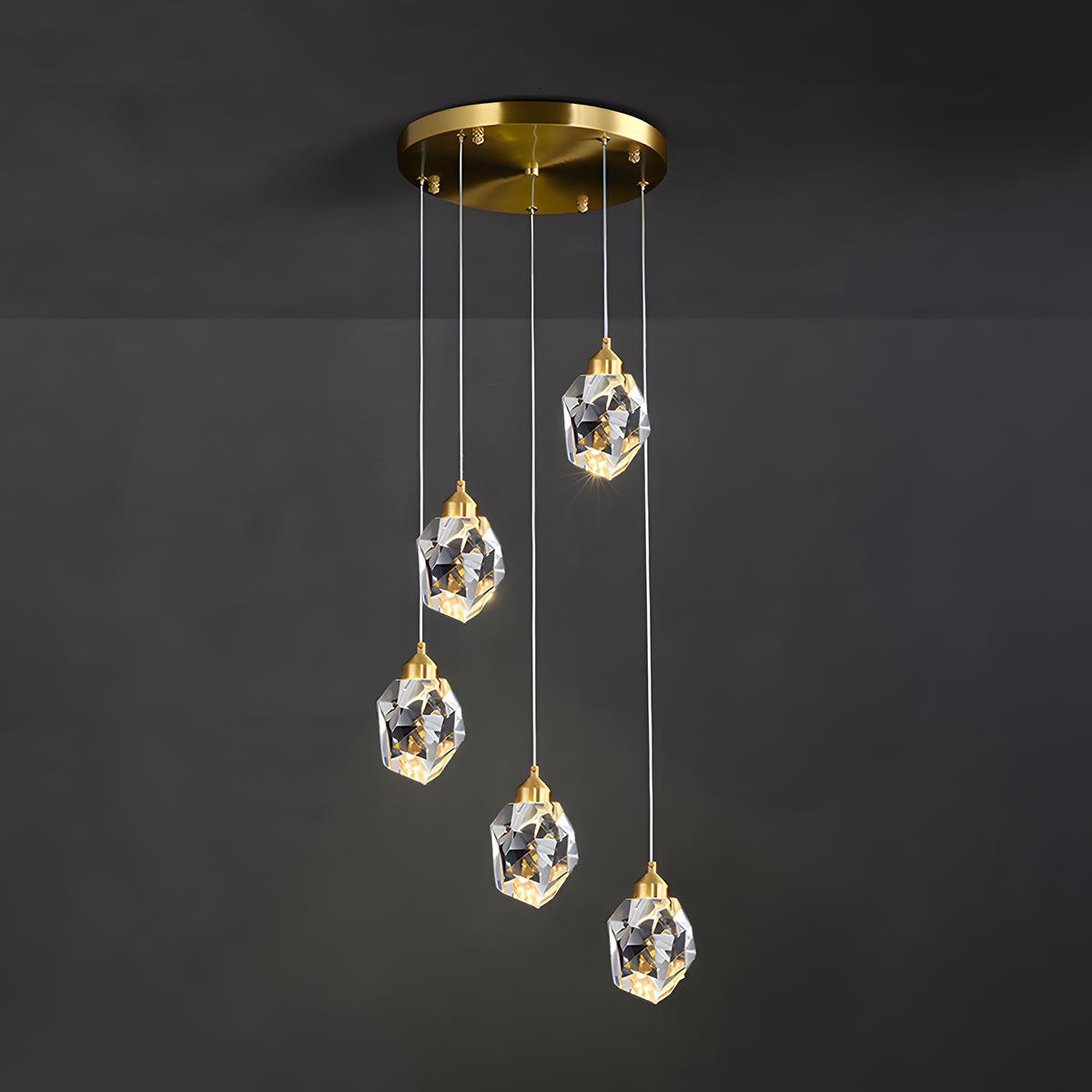 Modern Luxury Dimmable Brass Crystal Pendant Lights - Flare Shack