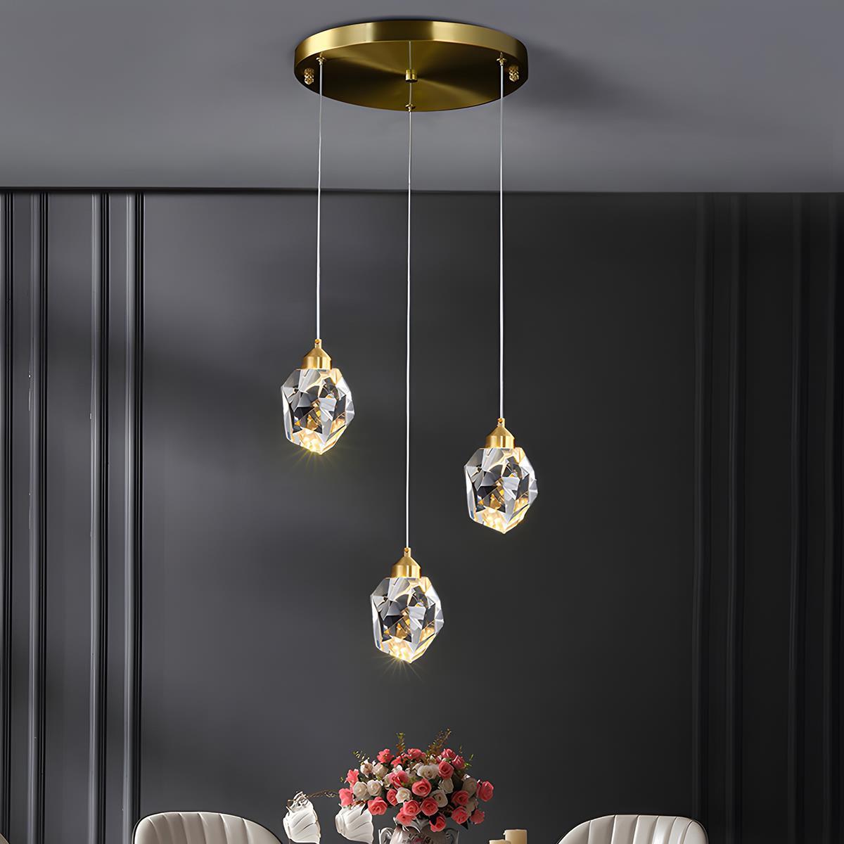 Modern Luxury Dimmable Brass Crystal Pendant Lights - Flare Shack