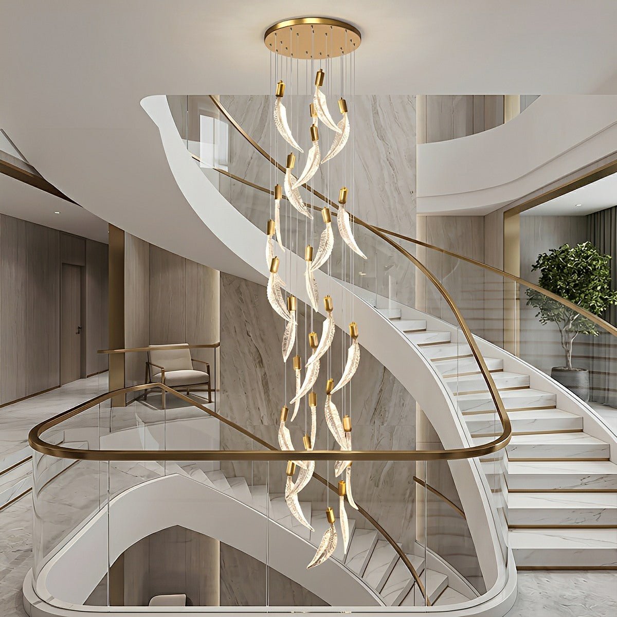 Modern Luxury Feather Spiral LED Chandelier - Flare Shack