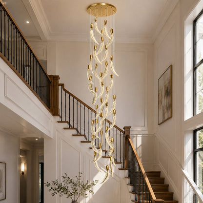 Modern Luxury Feather Spiral LED Chandelier