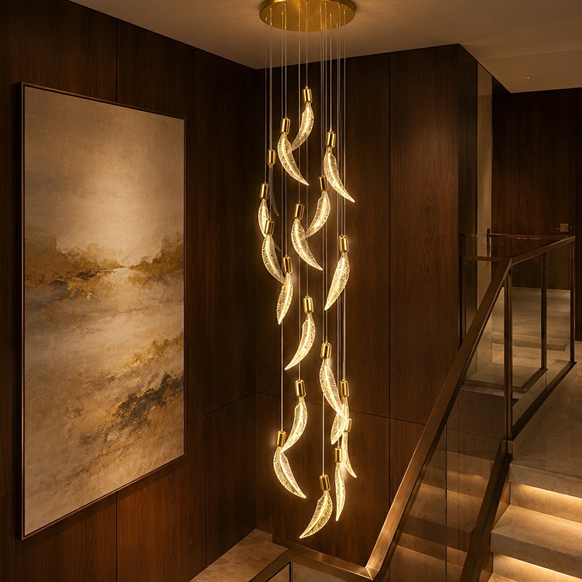 Modern Luxury Feather Spiral LED Chandelier