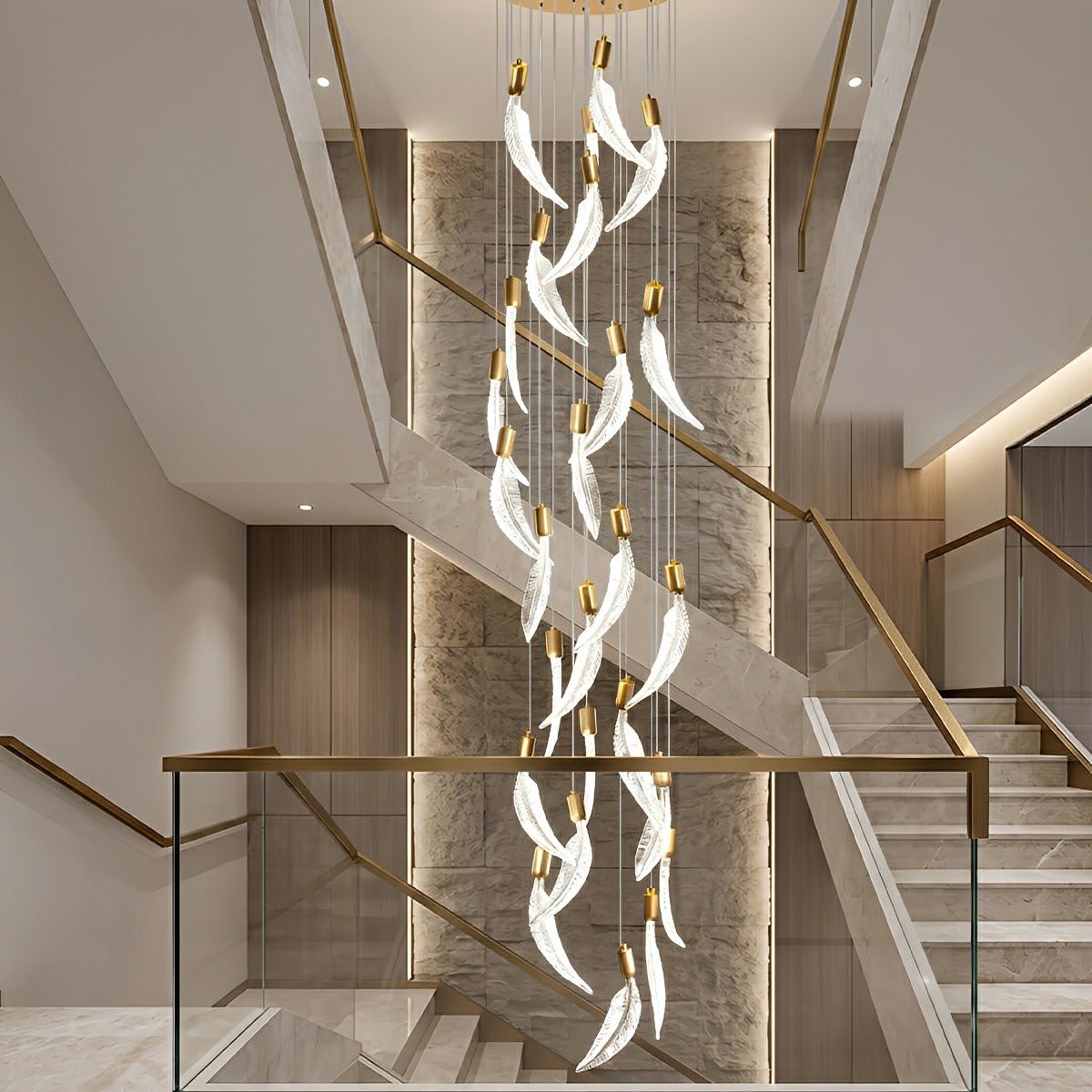 Modern Luxury Feather Spiral LED Chandelier - Flare Shack
