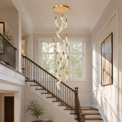 Modern Luxury Feather Spiral LED Chandelier