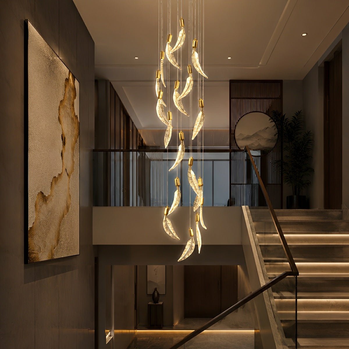 Modern Luxury Feather Spiral LED Chandelier - Flare Shack