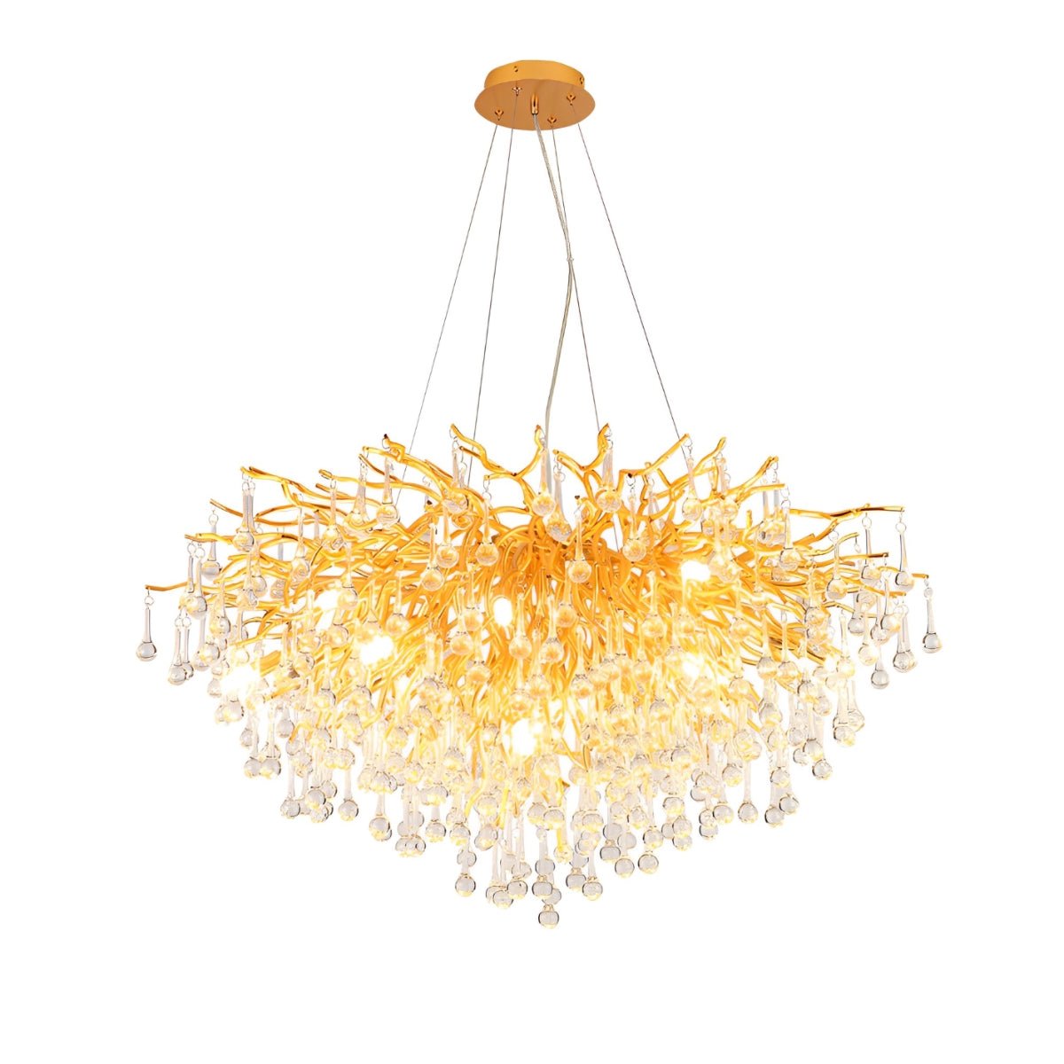 Modern Luxury Gold Tree Branch Teardrop Dimmable Chandelier Lights