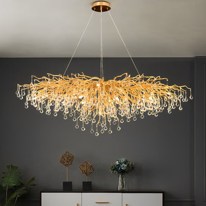 Modern Luxury Gold Tree Branch Teardrop Dimmable Chandelier Lights