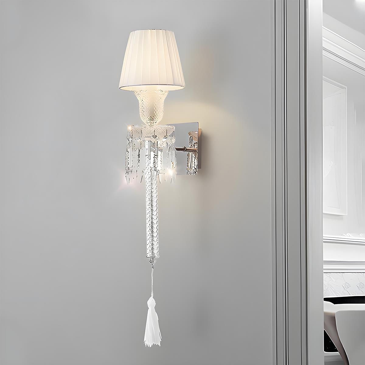 Modern Luxury Indoor Wall Sconces with White Fabric Shade - Flare Shack