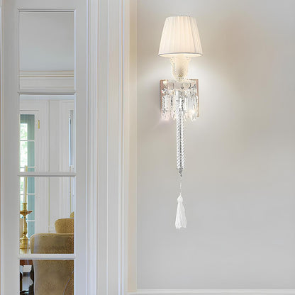 Modern Luxury Indoor Wall Sconces with White Fabric Shade - Flare Shack