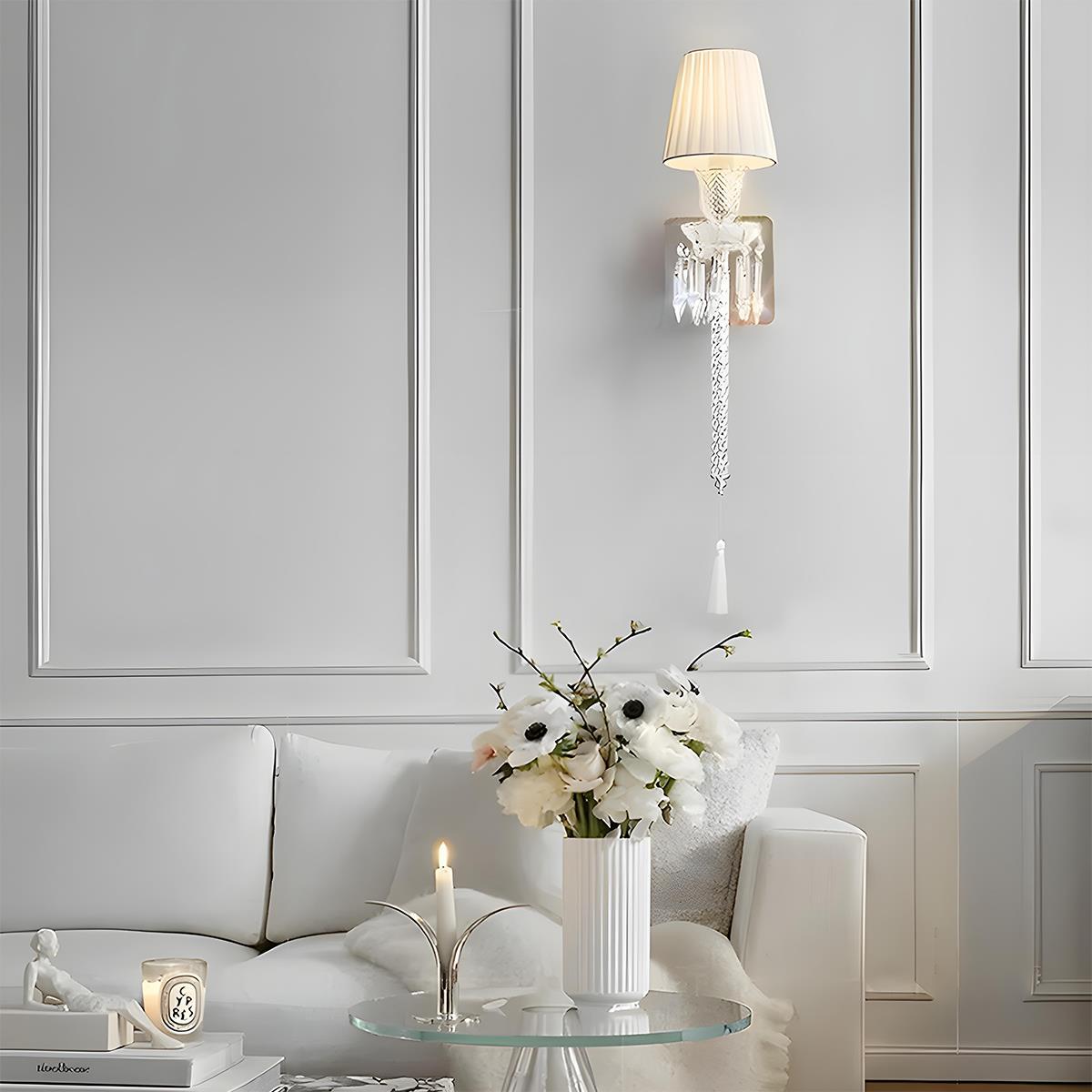 Modern Luxury Indoor Wall Sconces with White Fabric Shade - Flare Shack