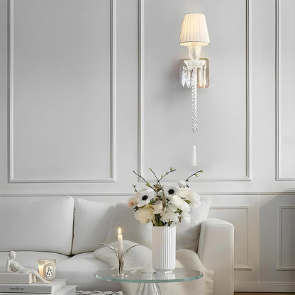 Modern Luxury Indoor Wall Sconces with White Fabric Shade - Flare Shack