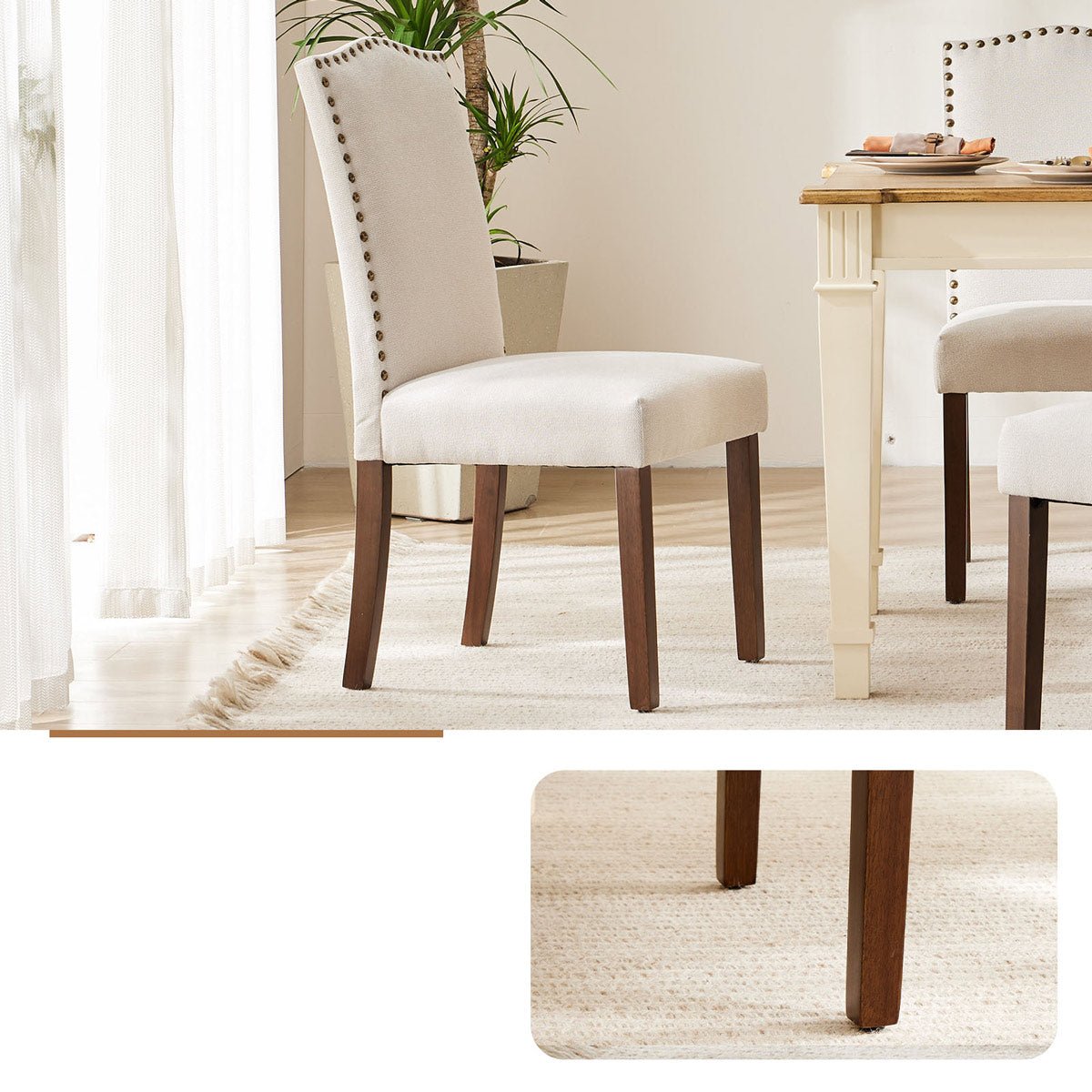 Modern Luxury Soft Fabric Rivet Armless Dining Chairs