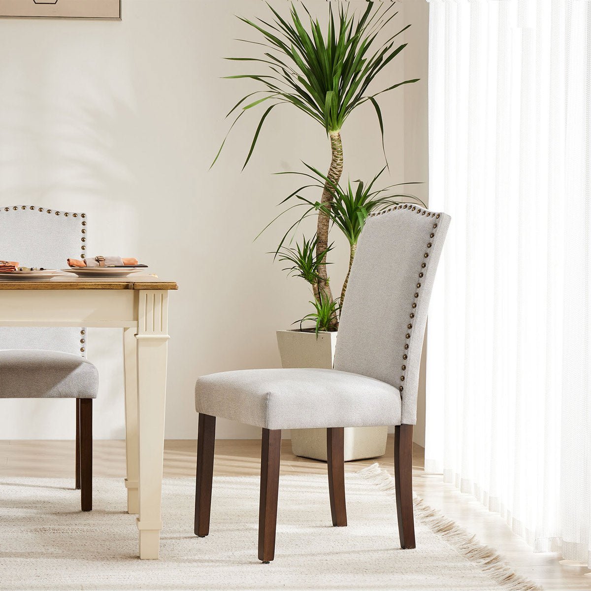 Modern Luxury Soft Fabric Rivet Armless Dining Chairs - Flare Shack