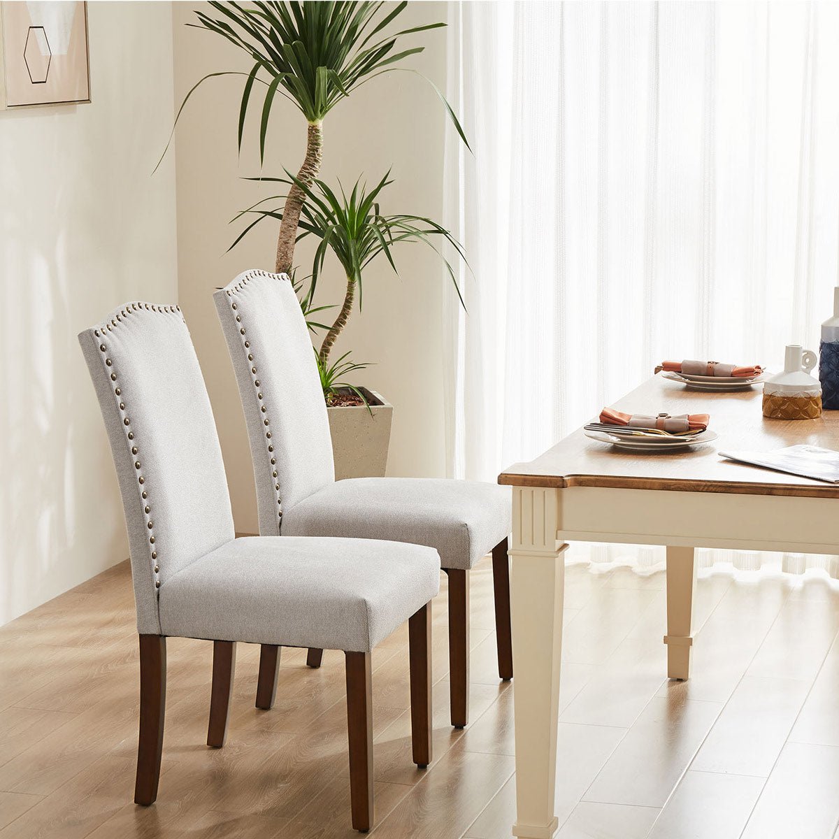 Modern Luxury Soft Fabric Rivet Armless Dining Chairs