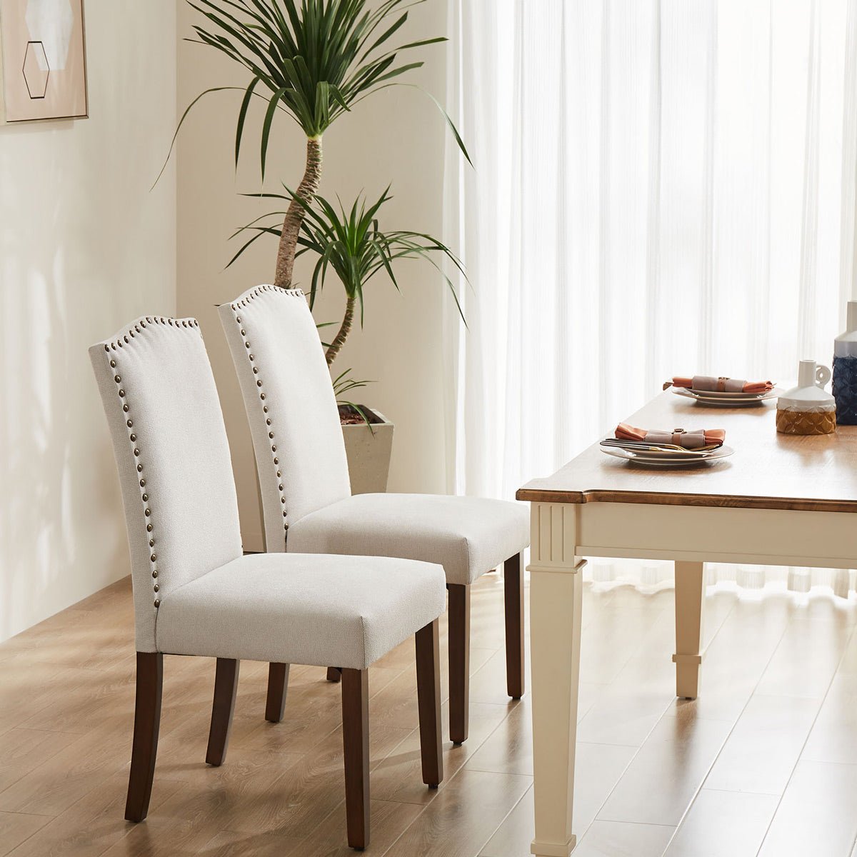 Modern Luxury Soft Fabric Rivet Armless Dining Chairs - Flare Shack