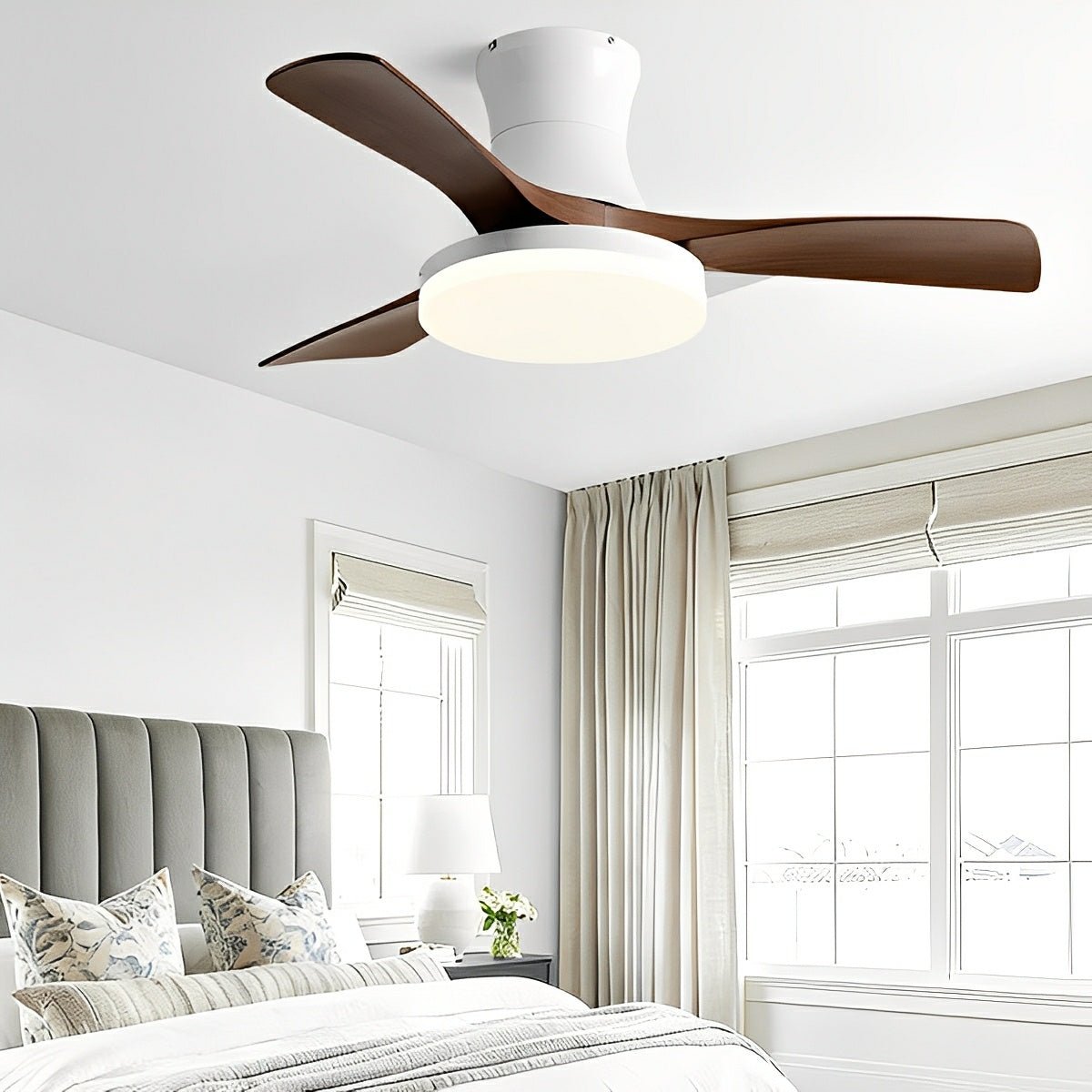 Modern Minimalist 3 - Blades DC Motor Reverse Full - Spectrum LED Ceiling Fan Light - Flare Shack