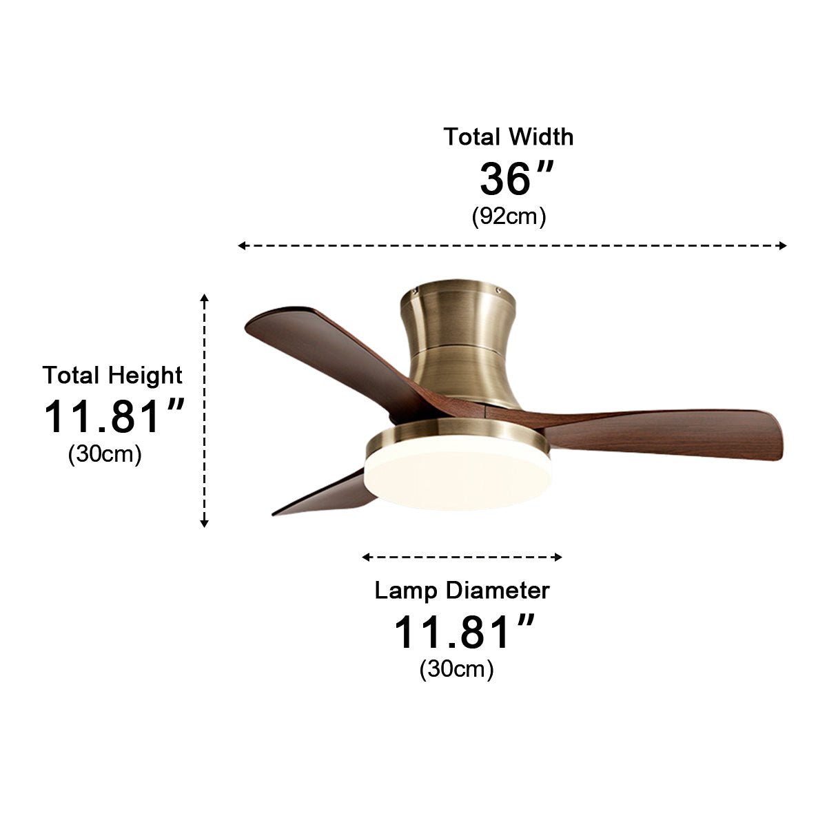 Modern Minimalist 3-Blades DC Motor Reverse Full-Spectrum LED Ceiling Fan Light