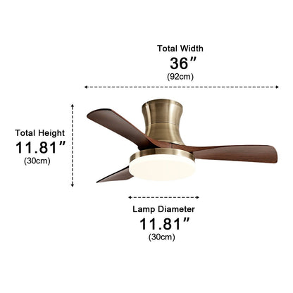 Modern Minimalist 3-Blades DC Motor Reverse Full-Spectrum LED Ceiling Fan Light
