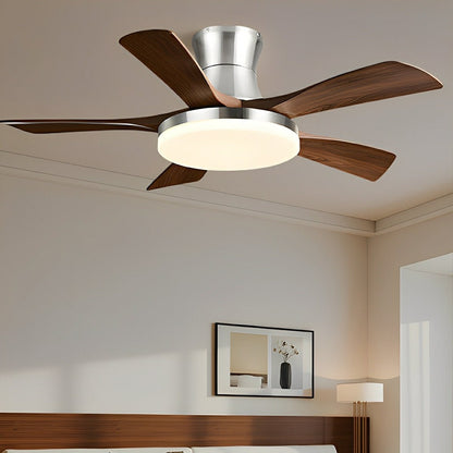 Modern Minimalist 5 - Blades DC Motor Reverse Full - Spectrum LED Ceiling Fan Light - Flare Shack