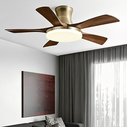 Modern Minimalist 5 - Blades DC Motor Reverse Full - Spectrum LED Ceiling Fan Light - Flare Shack