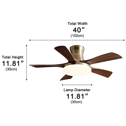 Modern Minimalist 5-Blades DC Motor Reverse Full-Spectrum LED Ceiling Fan Light