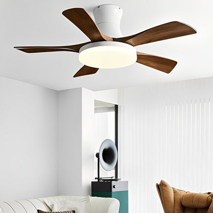 Modern Minimalist 5-Blades DC Motor Reverse Full-Spectrum LED Ceiling Fan Light