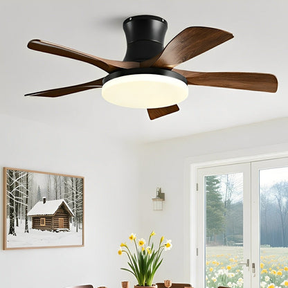 Modern Minimalist 5 - Blades DC Motor Reverse Full - Spectrum LED Ceiling Fan Light - Flare Shack