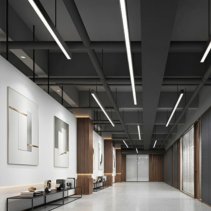 Modern Minimalist Black LED Recessed Hanging Linear Light - Flare Shack