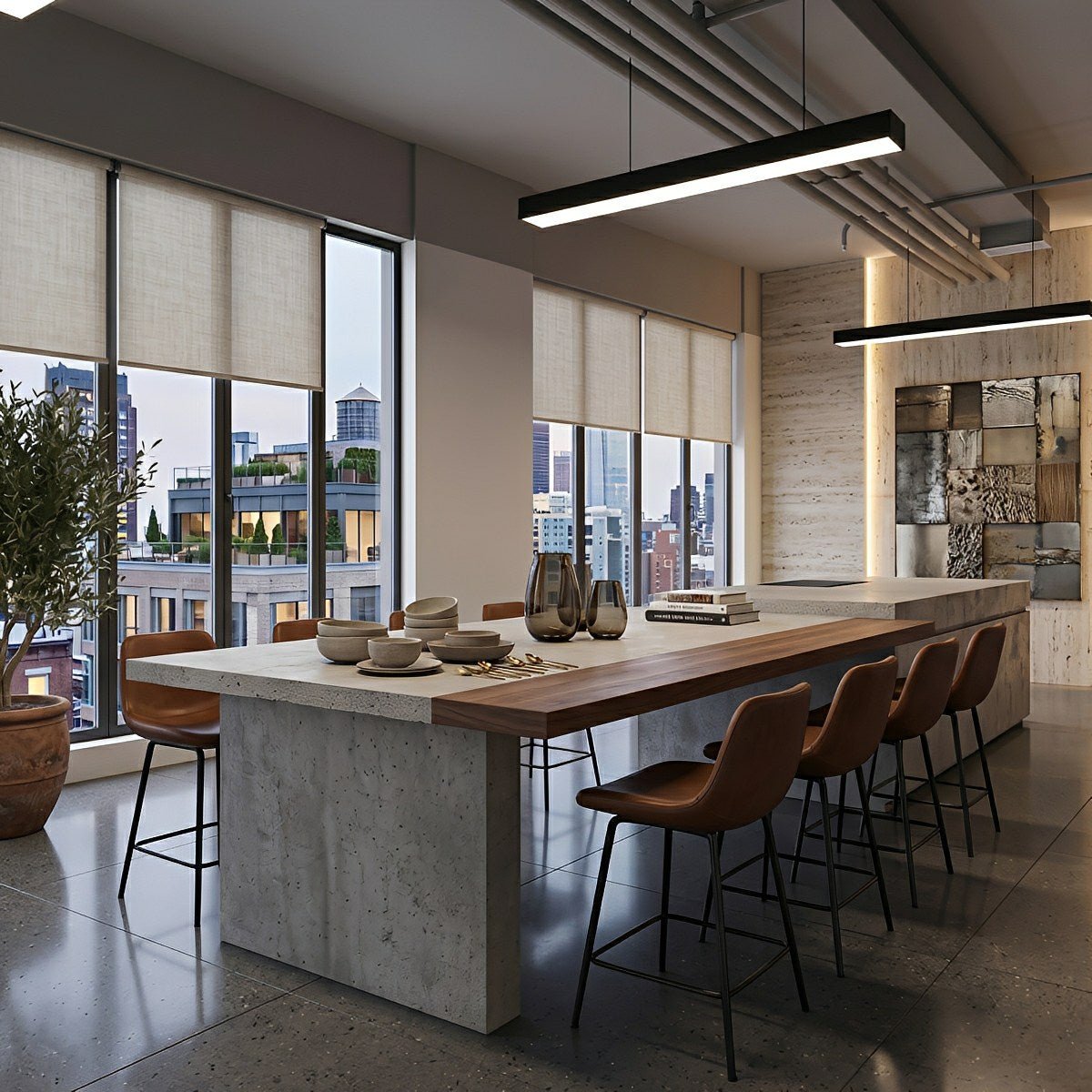Modern Minimalist Black LED Recessed Hanging Linear Light - Flare Shack
