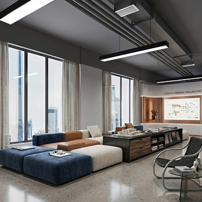 Modern Minimalist Black LED Recessed Hanging Linear Light - Flare Shack