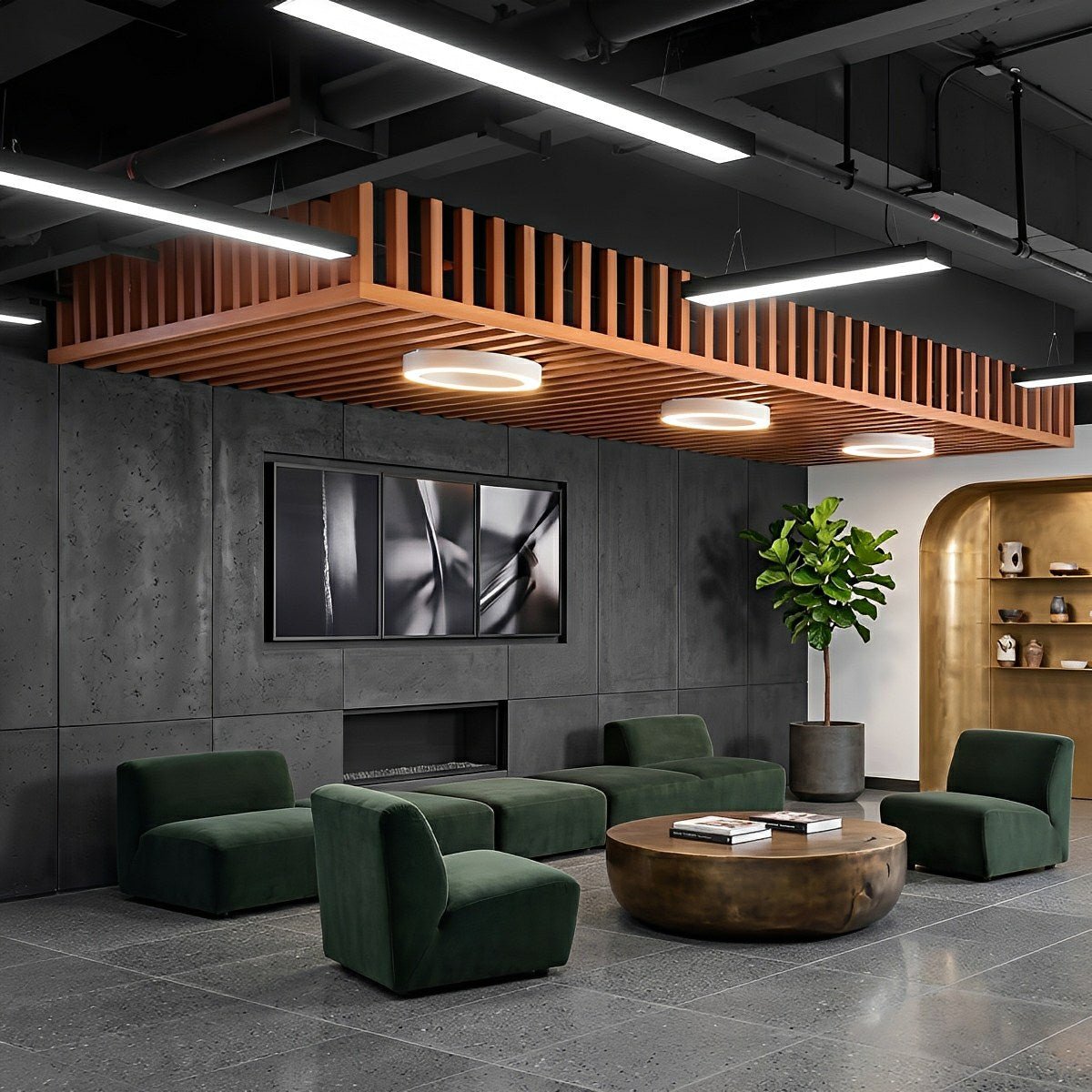 Modern Minimalist Black LED Recessed Hanging Linear Light - Flare Shack