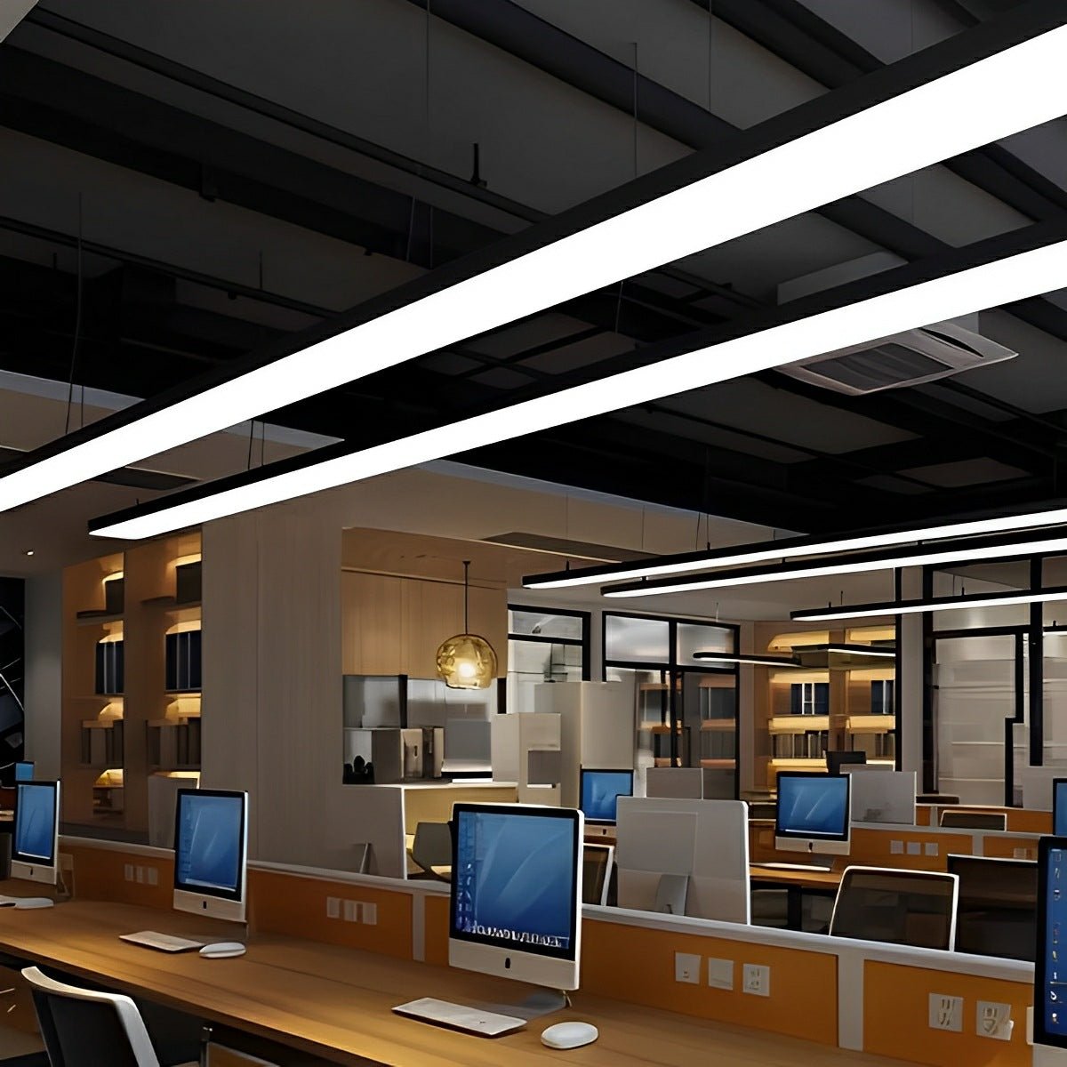 Modern Minimalist Black LED Recessed Office Hanging Light - Flare Shack