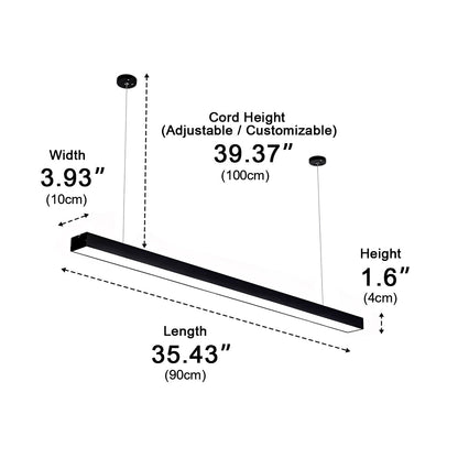 Minimalist Black LED Recessed Suspended Office Hanging Light