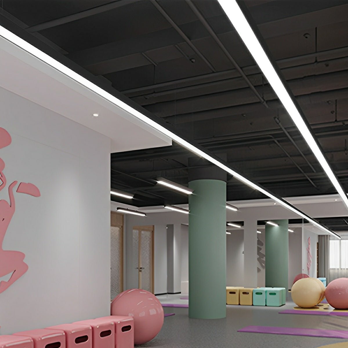 Minimalist Black LED Recessed Suspended Office Hanging Light