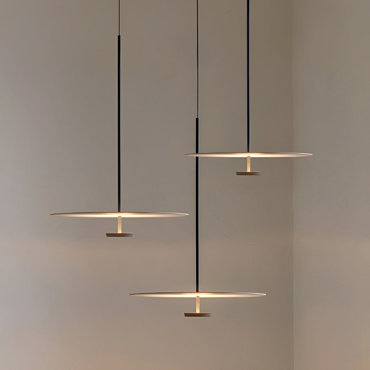 Modern Minimalist Black Slim Dish LED Pendant Lights